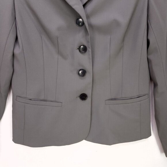 Lafayette 148 Virgin Wool Blazer Jacket Womens 4 Gray Pockets Office Career - Picture 5 of 14